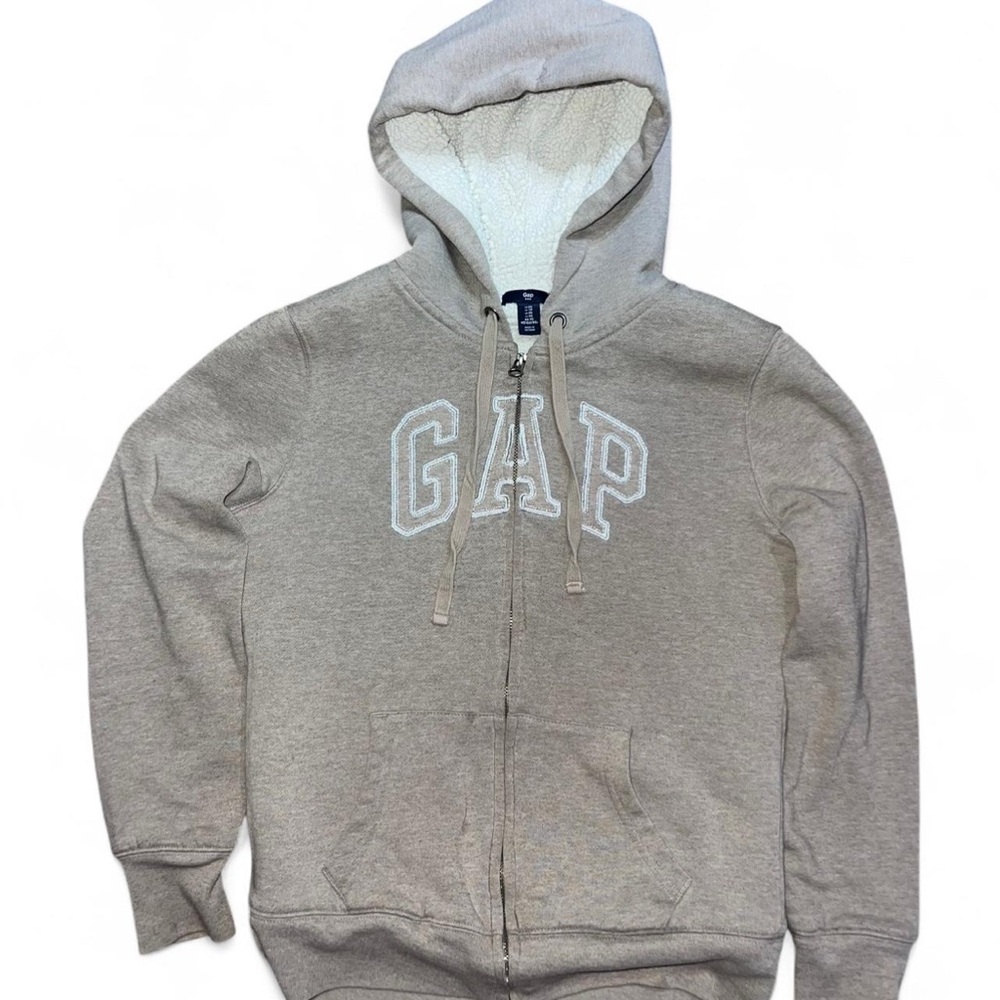 Sparkly GAP Light Gray Hoodie with Logo Fleeced Women’s XS